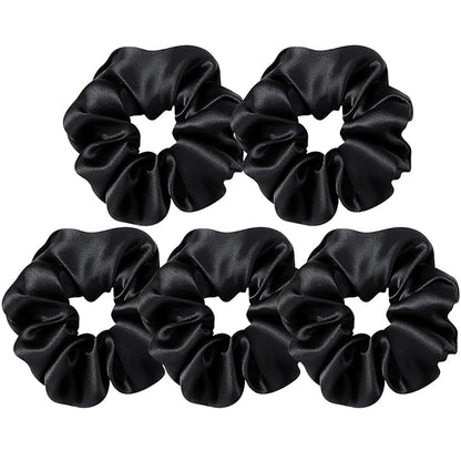 5 Pcs, Black Silk Hair Scrunchies,Gifts Ideas - Mothers Day Gifts from Daughters, Funny Gifts for Mothers Day Mon Grandma Girlfriend
