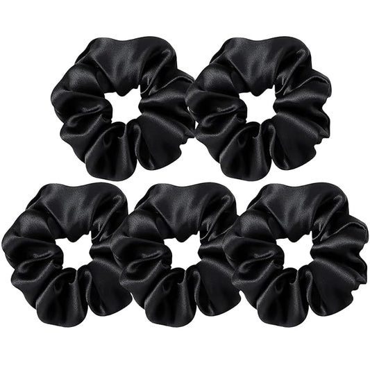5 Pcs, Black Silk Hair Scrunchies,Gifts Ideas - Mothers Day Gifts from Daughters, Funny Gifts for Mothers Day Mon Grandma Girlfriend