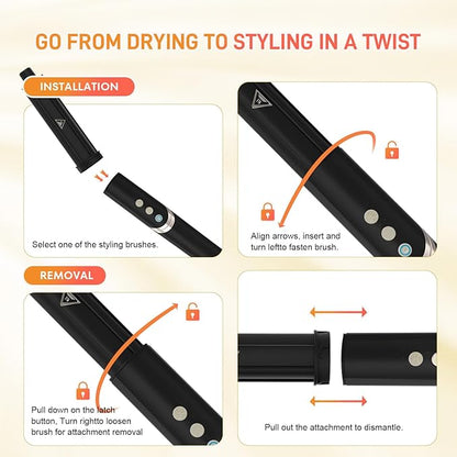 8-in-1 Hot Air Styler&Hair Dryer Brush, Powerful Multi-Styler with Auto-Wrap Curler with Storage Case, Fast Drying Curling Straightening Volumizing Without Heat Damage