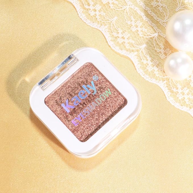 evpct Single Eye shadow Palette Makeup for Older Women, Amber Rush Brown Shimmer Glitter Sparkly Cream Eye Shadow Palette Brightener Makeup for Older Women, High Pigment Monochrome Mini Eyeshadow