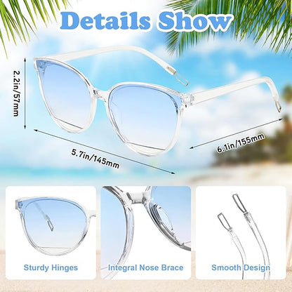 Pibupibu 8 Pack Pink Sunglasses for Women Collection Trendy Cute Costume Accessories Eyewear Set (Transparent/Solid/Mix)