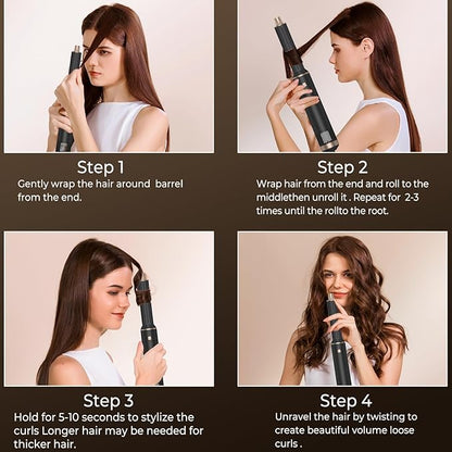 5-in-1 Multi-Functional Hair Styler Brush with Heat Technology & Negative Ions - Blowdry, Curl & Straighten for Salon-Worthy Styling at Home