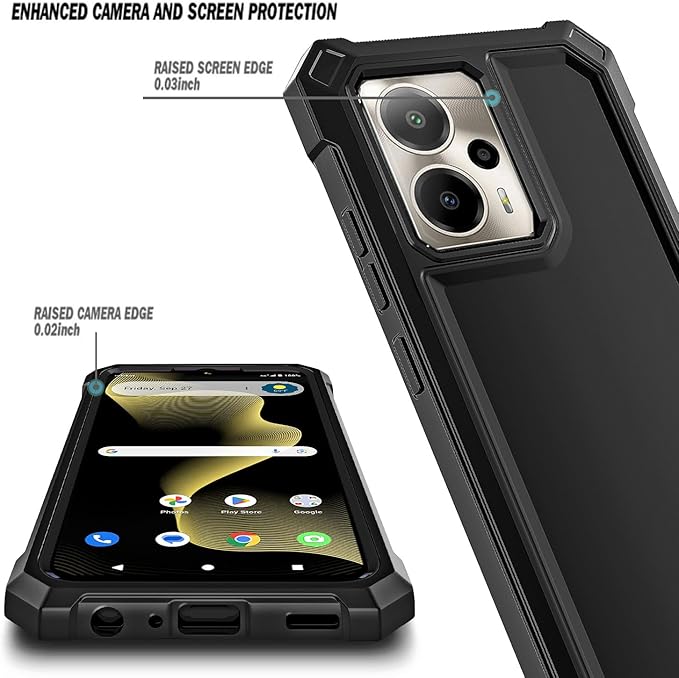 for Cricket Outlast 5G 2024 Case, AT&T Motivate Pro 5G with [Built-in Screen Protector], [9FT Military Grade Drop Tested] Full-Body Protective Shockproof Bumper Case (Black)