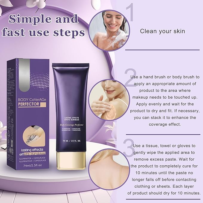 2PCS Body Coverage Perfector, All Over Complexion Perfector, Tattoo Cover Up Makeup, Waterproof and Lasting Effect for All Skin Types