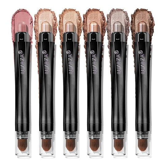 Neutral Eyeshadow Stick Makeup Set, Brown Nude Metallic Shimmer Matte Cream Eye Shadow Eyeliner Brightener Pencil Crayon - BROWN CANYON