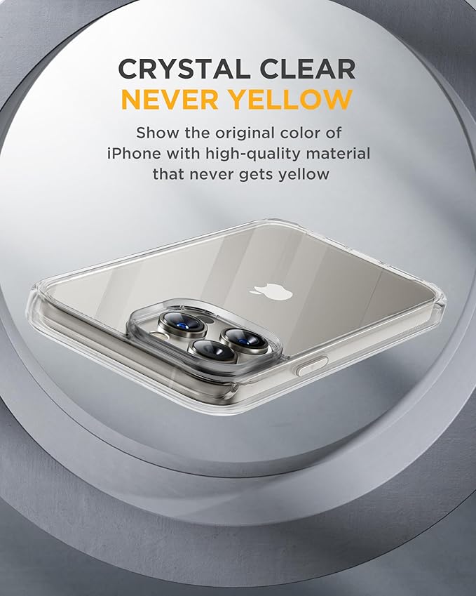 Miracase Glass Series for iPhone 15 Pro Max Case 6.7 Inch, Full-Body Drop Proof Phone Case for iPhone 15 Pro Max with Built-in 9H Tempered Glass Screen Protector + Camera Protector, Clear