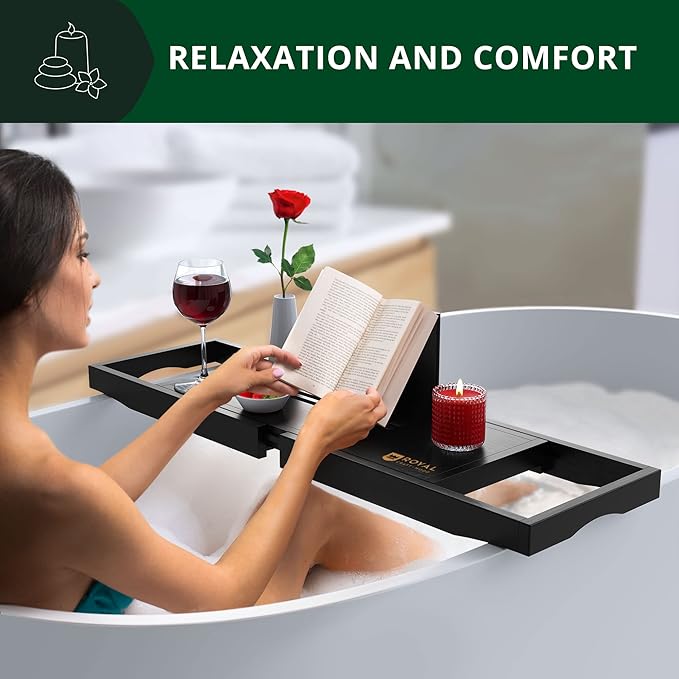 ROYAL CRAFT WOOD Premium Bathtub Tray - Expandable Bath Tray for Tub - Luxury Bathtub & Bathroom Accessories