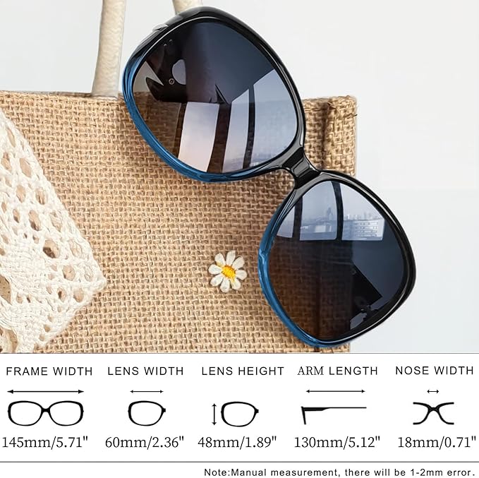 Joopin Big Womens Sunglasses Polarized Trendy Sun Glasses Large Rectangle UV Protection Rhinestone Sunnies