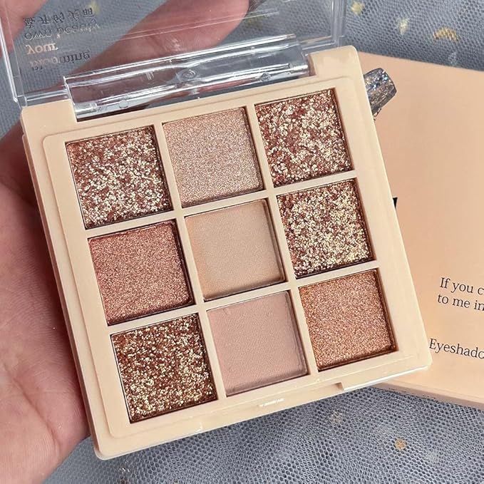 9 Colors Nude Champagne Gold Matte Shimmer Eyeshadow Palette for Eye Makeup,High Pigmented Eye Shadow Primers Powder Palet de sombras de ojos-04#