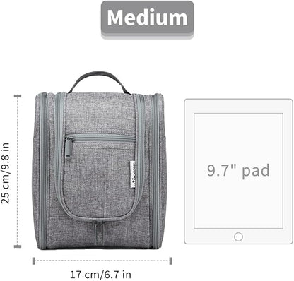 Narwey Small Hanging Travel Toiletry Bag Cosmetic Make up Organizer for Women and Men (Medium, Grey)
