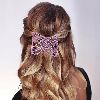 5 Pieces Stretchy Magic Comb Adjustable Elastic Hair Clip for Women Girls No Crease Pins Vintage Bun Maker Accessories for Curly Thick Wavy Hair Ponytail