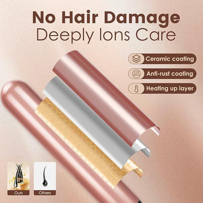Bo'laiya 5 in 1 Curling Wand Set with Temperature Display, Curling Iron Set with 5 Interchangeable Ceramic Curling Wands, Instant Heat Up, Suitable for All Hair Types (Rose Gold)