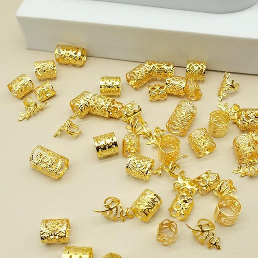 100pcs Gold Hair Jewelry for Braids Loc Jewelry Rings for Hair Adjustable Cuffs Dreadlocks Hair Beads for Women Braids Accessories