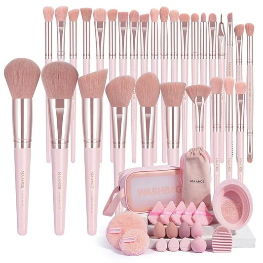 MAANGE Makeup Brushes 49 Pcs Makeup Kit, Multi-functional Makeup Tool Set with Makeup Brush Foundation Brush Make up Brushes Set (Black, 49 Piece Set)