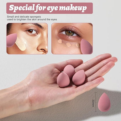 Makeup Sponge Set BS-MALLTriangle Puff 14 Pcs for Liquid, Cream, and Powder, Multi-colored Makeup Sponges and Mini Makeup Sponge (B-Pink)