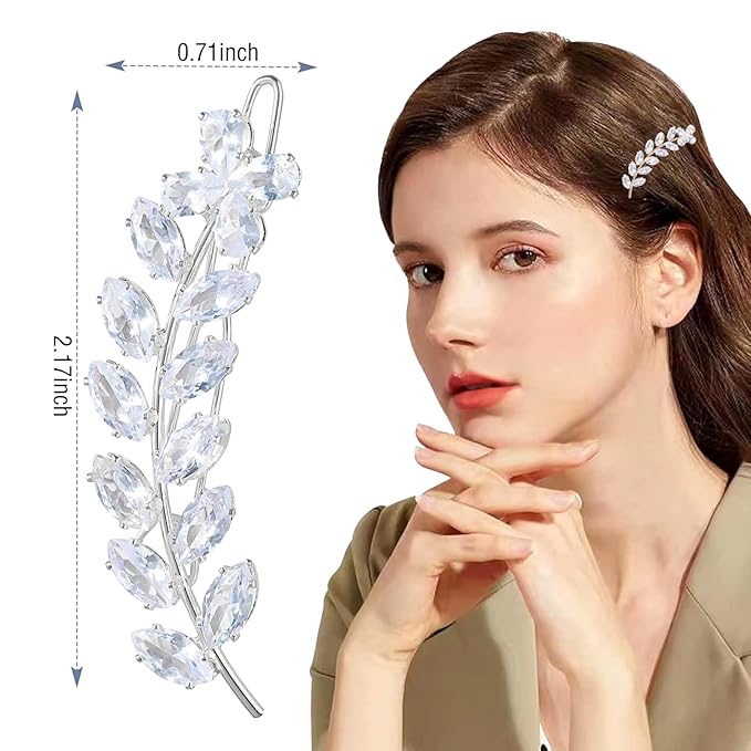 2PCS Rhinestone Hair Pins, Crystal Hair Clips, Handmade Cute Hair Barrettes, Hollow Geometric Hairpins, Elegant Metal Hairpin Hair Accessories Headwear Styling Tools, Gifts for Women Girls (TypeC)