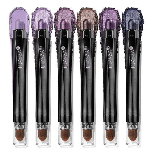 Neutral Eyeshadow Stick Makeup Set, Purple Metallic Shimmer Matte Cream Eye Shadow Eyeliner Brightener Pencil Crayon - LAVENDER