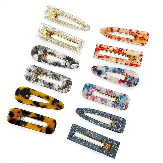 12 Pieces Acrylic Resin Marble Hair Clips Set, Decorative Pearls Hair Barrettes Sweet Decorative Bobby Pins Hairpin Headwear Hair Accessories Headwear for Women and Girls…