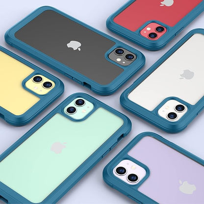 Miracase Glass Series Designed for iPhone 11 Case [2023 Upgraded] Full-Body Rugged Bumper Case with Built-in 9H Tempered Glass Screen Protector and Camera Protector (Light Blue)