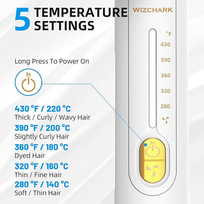 360°Airflow Styler | Wizchark Flat Iron Hair Straightener | Professional Curling Iron with Cooling Air Vents | 2 in 1 Hair Straightener and Curler | Dual Voltage Hair Tools