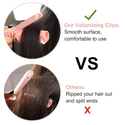 Root Clips for Curly Hair Volume, Volumizing Hair Clips, 10Pcs Volume Hair Root Clips, Natural Fluffy Hair Volumzing Roll Clips Curlers Instant DIY Hair Styling Tools Appliances（Pink)
