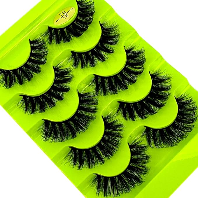 HBZGTLAD Cat eye Eyelashes 3D Natural False Lashes D Curl Fluffy Soft Cross 5 pairs Manga Lashes Wispy Natural Eyelash Extension Makeup (7D-16)