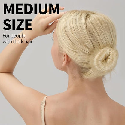 Teenitor Donut Hair Bun Maker Set, Hair Bun Shaper Set with Large, Medium, Small Hair Donuts For Buns, Hair Accessories For Girls, 5 Elastic Bands, Beige