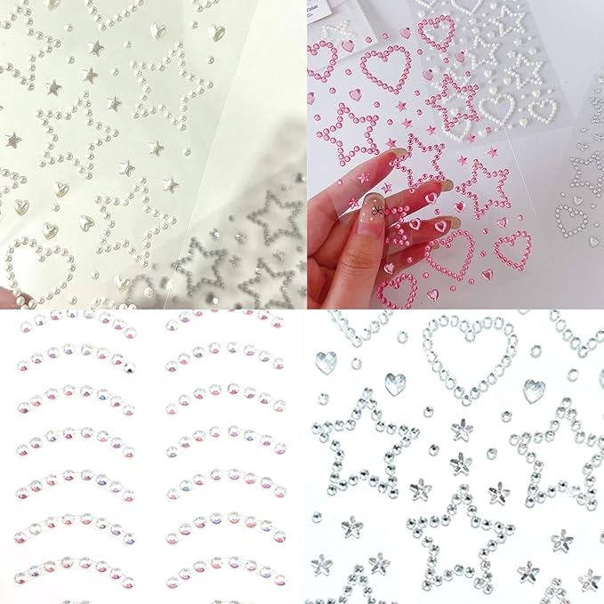 NOOEPC Face Gems Hair Gems, Self-Adhesive Face Jewels Eye Jewels Rhinestones DIY Face Gems Stick on, Hair Body Rhinestones Gems Crystals Pearls for Face Eyes Makeup Body, Crafts