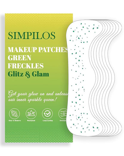 Glitter Freckles Face Tattoo, Green Face Glitter - Waterproof and Long-Lasting Face Glitter Speckles, Sparkle Makeup Patches for Rave Festivals and Parties (GREEN - 8 Sheets)