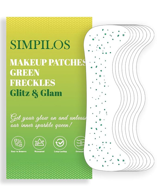 Glitter Freckles Face Tattoo, Green Face Glitter - Waterproof and Long-Lasting Face Glitter Speckles, Sparkle Makeup Patches for Rave Festivals and Parties (GREEN - 8 Sheets)