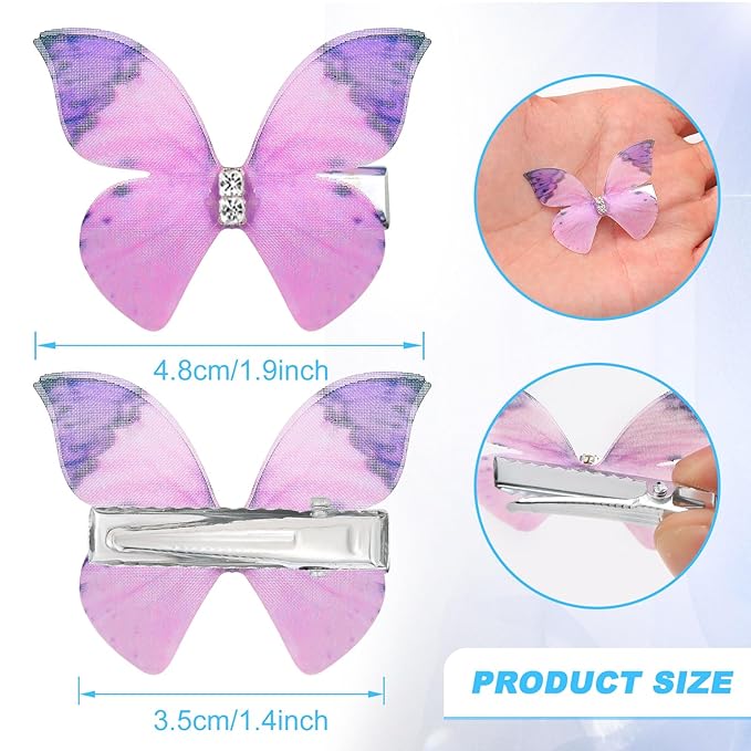 20Pcs Butterfly Hair Clips for Women Moving Glitter Butterfly Clip Fairy Accessories Green