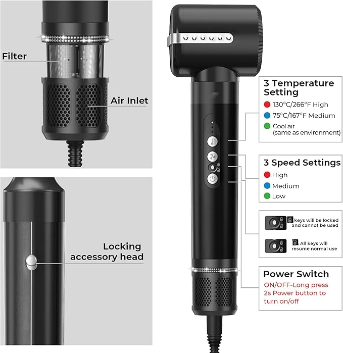 7 in ONE Hair Dryer Brush, Powerful Blow Dryer Brush with Auto- Wrap Curler, Detachable Fast Drying, Volumizing, Curling, Straightening, Ionic Hair Dryer with Diffuser, Hair Styling Tools Storage Case