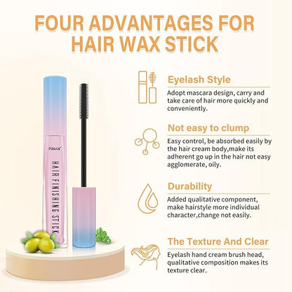 7Pcs Hair Wax Set for Non-Greasy Styling - Includes Wax Sticks, Finishing Sticks, Styling Combs, and Elastic Bands