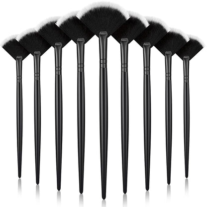 9 Pieces Facial Fan Mask Brushes, Soft Facial Applicator Brushes Tools for Peel Glycolic Makeup for Mud Cream(Black with White)
