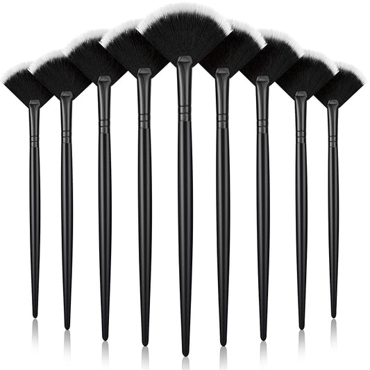 9 Pieces Facial Fan Mask Brushes, Soft Facial Applicator Brushes Tools for Peel Glycolic Makeup for Mud Cream(Black with White)