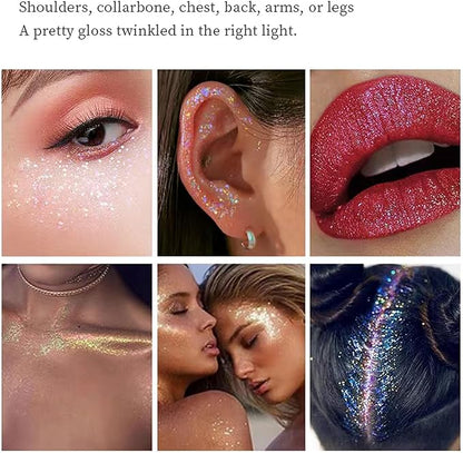 MEICOLY Sparkling Blue Body Glitter,Halloween Face Glitter,Color Changing Glitter Gel for Body,Face,Hair,Lip,Eye,Long Lasting Sequins Glitter Face Paint,Festival Party Glitter Makeup,50ml