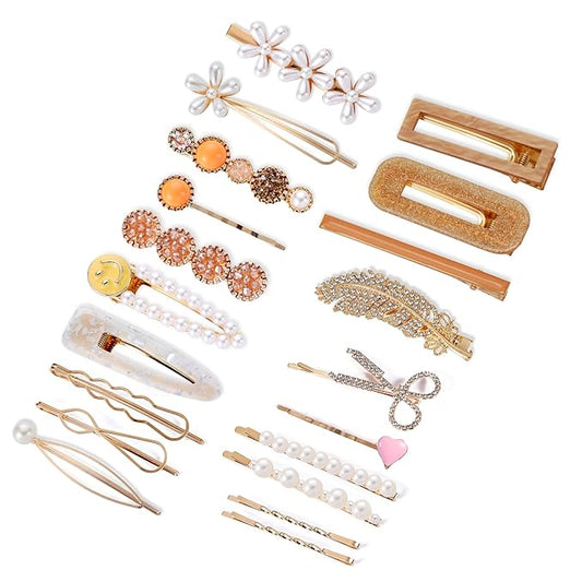20 Pieces Pearl Hair Clips Set, Acrylic Resin Sweet Decorative Bobby Pins Hair Barrettes Hairpin Headwear Hair Accessories Headwear for Women and Girls