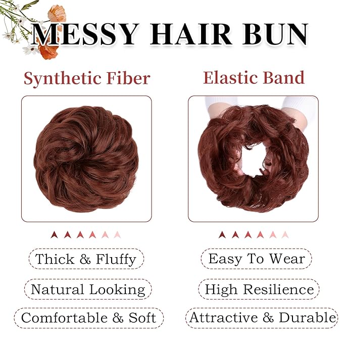 MORICA 1PCS Messy Hair Bun Hair Scrunchies Extension Curly Wavy Messy Synthetic Chignon for Women Updo Hairpiece