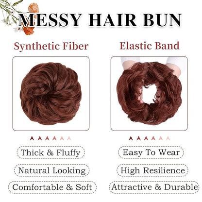 MORICA 1PCS Messy Hair Bun Hair Scrunchies Extension Curly Wavy Messy Synthetic Chignon for Women Updo Hairpiece