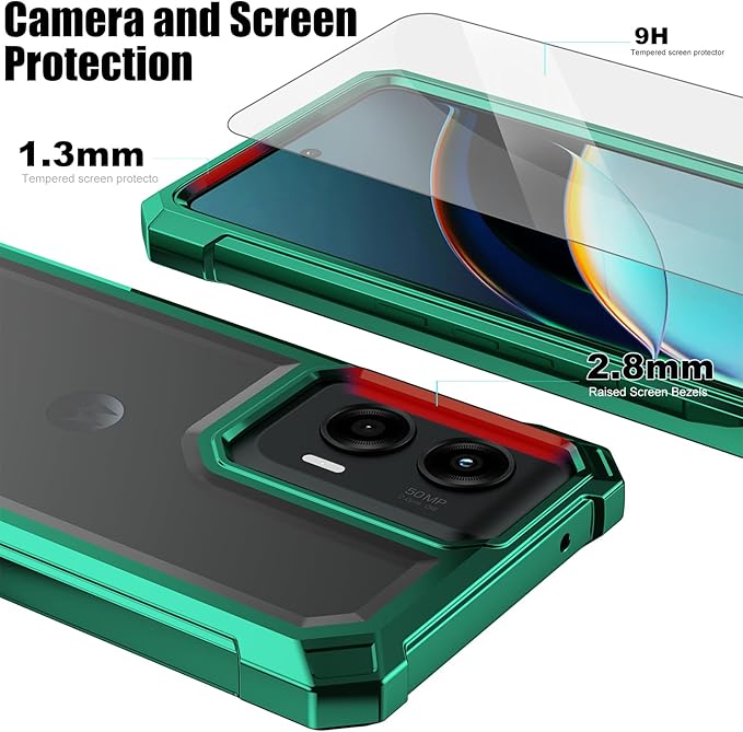 Ailiber Case for Moto G Stylus 2024, Motorola Moto G Stylus 5G 2024 Phone Case with Screen Protector, Dual Layer Shockproof Bumper, Anti Yellowing, Military Grade Drop Protection Cover-Green