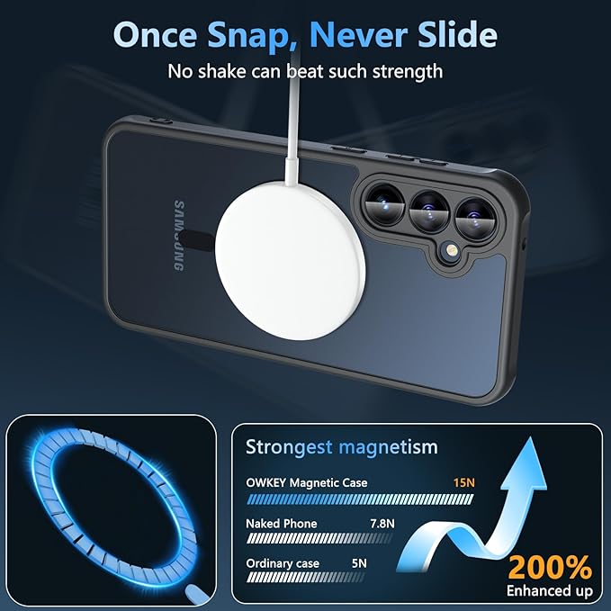 For Samsung Galaxy S23 FE Case 6.4'', Magnetic Galaxy S23 FE Case Compatible with Magsafe with Screen Protector [Military-Grade Protection] Shockproof Phone Case Samsung S23 FE Protective Cover, Black