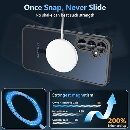 For Samsung Galaxy S23 FE Case 6.4'', Magnetic Galaxy S23 FE Case Compatible with Magsafe with Screen Protector [Military-Grade Protection] Shockproof Phone Case Samsung S23 FE Protective Cover, Black