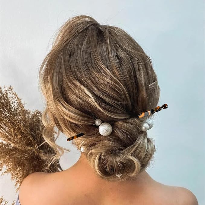 8 Pieces Acetate Hair Sticks Leopard Print Hair Pins, Tortoise Shell Hairpin Vintage Hair Chopsticks Retro Hairpins Disk, Hair Accessories for Women Girls