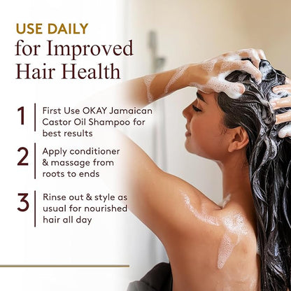 OKAY | Black Jamaican Castor Oil & Lavender Conditioner | For All Hair Types & Textures | Moisturize, Strengthen & Regrow Hair | With Argan Oil | Free of Sulfate, Silicone & Paraben | 12 oz