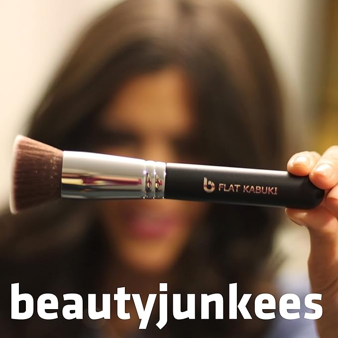 Flat Top Kabuki Foundation Brush - Beauty Junkees Large Dense Synthetic Face Makeup Brushes for Liquid, Cream, Powder Make Up, Buffing, Blending, Stippling Applicator, Brocha Para Base de Maquillaje