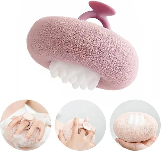 2-in-1 Sunflower Shower Sponge with Suction Cup | Exfoliating Bath Sponge for Soft Skin | Hypoallergenic & Eco-Friendly Body Scrubber for Spa-Like Luxury (Purple)