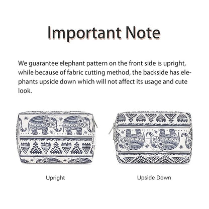 Narwey Cute Makeup Bag Travel Cosmetic Bag Organizer Toiletry Bag Make Up Bags with Compartments for Women Girls (Large, Elephant)