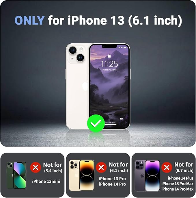 for iPhone 13 case, with [Compatible with MagSafe][Military Grade Drop Protection][Heavy Duty Protection][Non-Slip][Shockproof] with 2-Layer Durable Bumper Phone Case 6.1''-Dark Purple