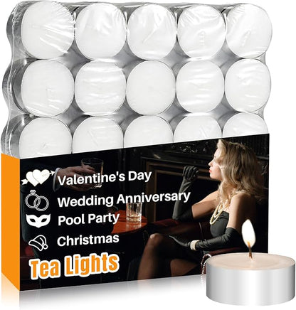Tealight Candles - Tea Lights Candles Unscented Tea Tree Lights Mini Votive with Cotton Wick for Decorating Home,Pool,Shabbat,Wedding,Emergencies,Christmas,Halloween,Parties, Spas