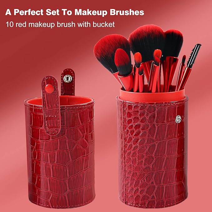 Makeup Brushes Set Makeup Foundation Brush Advanced Foundation Blush Contour Foundation Concealer Eye Shadow Brush Makeup Set (Red)